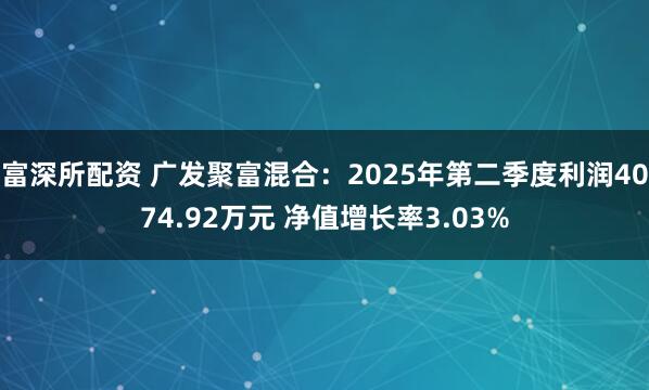 富深所配资 广发聚富混合：2025年第二季度利润4074.92万元 净值增长率3.03%
